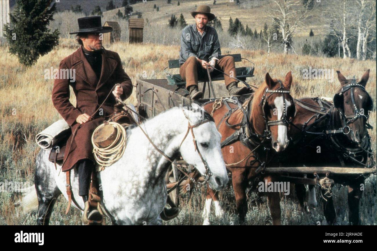 CLINT EASTWOOD, Michael Moriarty, PALE RIDER, 1985 Stockfoto