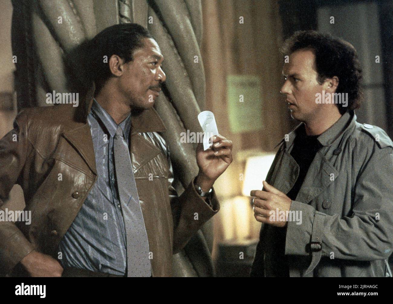 MICHAEL KEATON, Morgan Freeman, sauber und nüchtern, 1988 Stockfoto