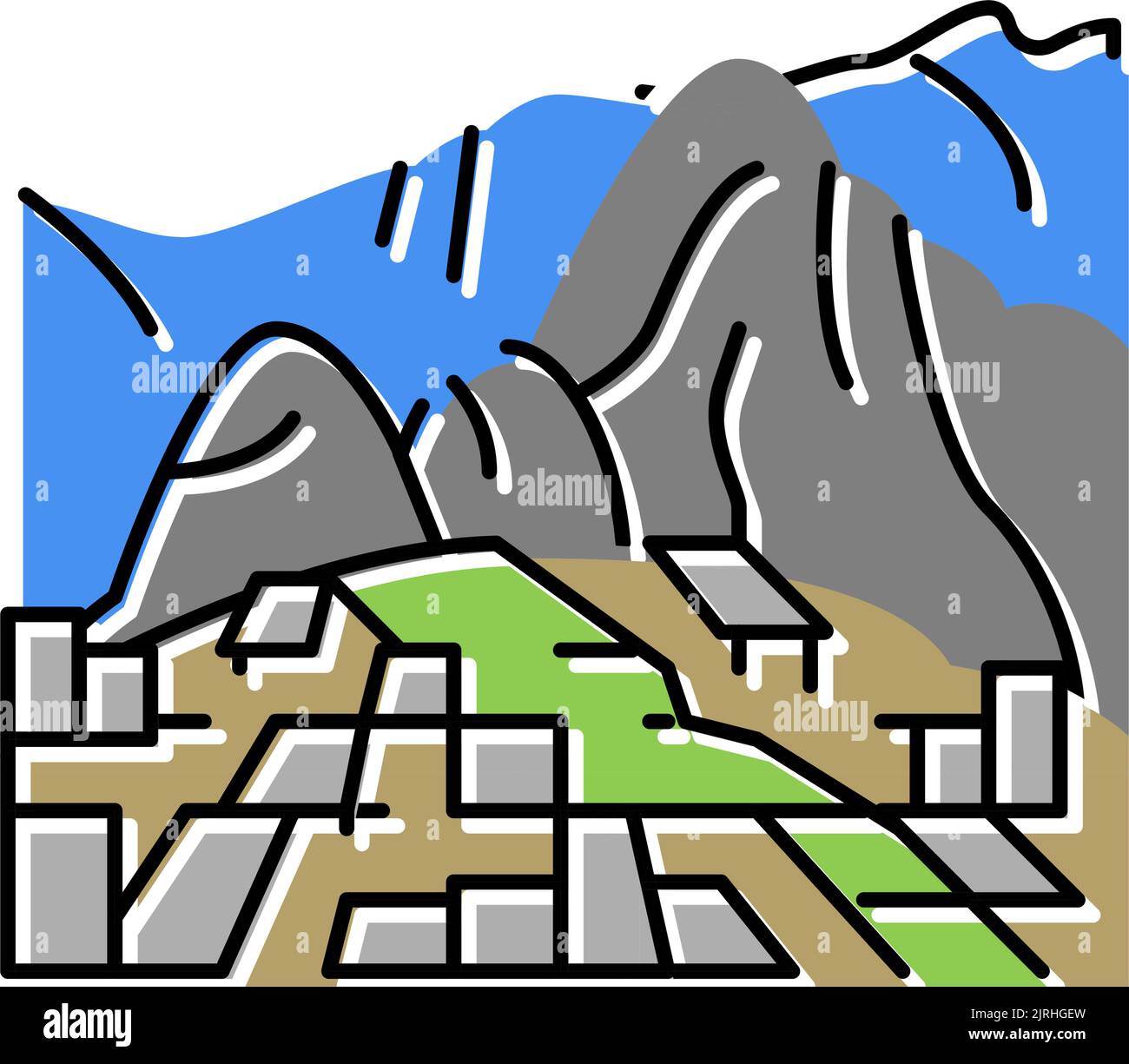 machu picchu Farbe Symbol Vektor Illustration Stock Vektor