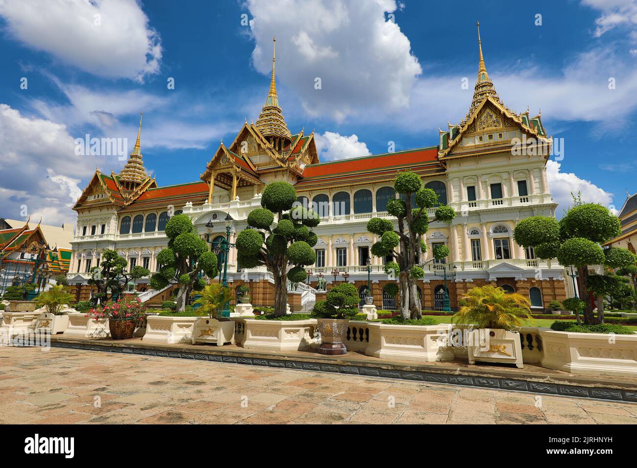 Der große Palast im Grand Palace Komplex, Wat Phra Kaew, Bangkok, Thailand Stockfoto