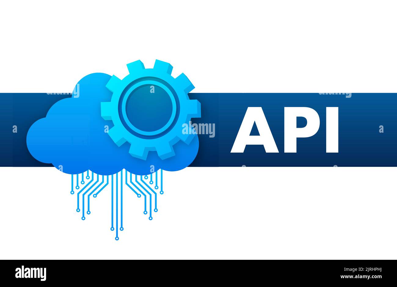 Cloud API – Programmierschnittstelle für Anwendungen. Internet-Netzwerk. Vektorgrafik. Stock Vektor