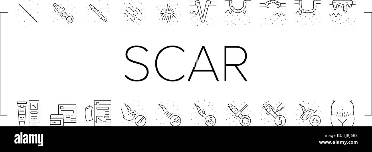 Symbole Für Narben Nach Trauma Oder Operation Vektor Einstellen Stock Vektor