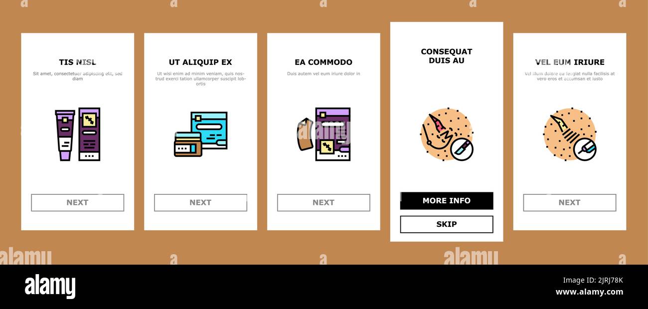 Symbole zur Narbenbildung nach einem Trauma oder einer Operation beim Onboarding setzen den Vektor Stock Vektor
