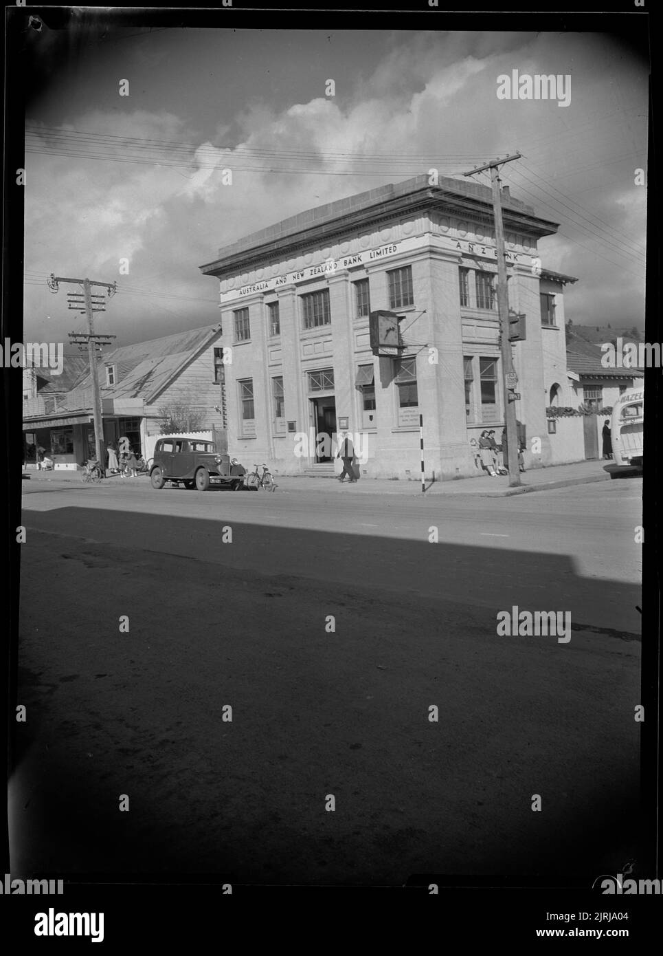 Australia and New Zealand Bank, Upper Hutt, 1940s, Wellington, von J.W. Chapman-Taylor. Stockfoto