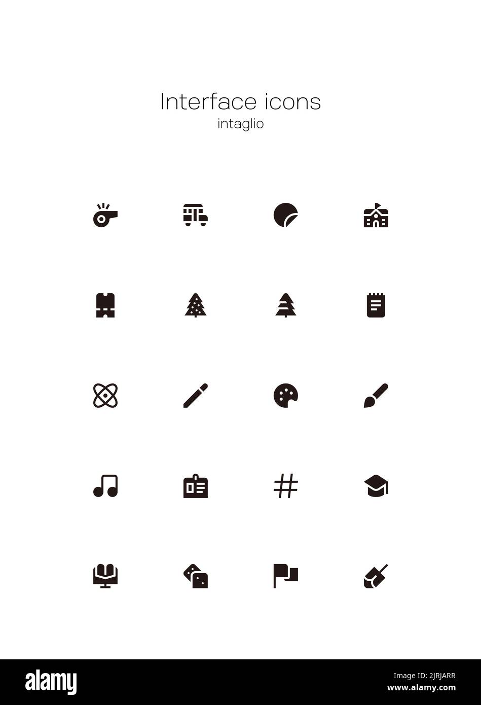 UI UX Display Interface related minimal black colored icon set Stockfoto