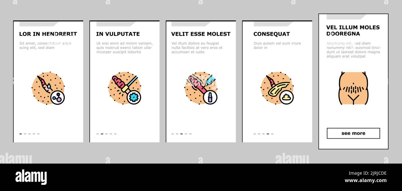 Symbole zur Narbenbildung nach einem Trauma oder einer Operation beim Onboarding setzen den Vektor Stock Vektor