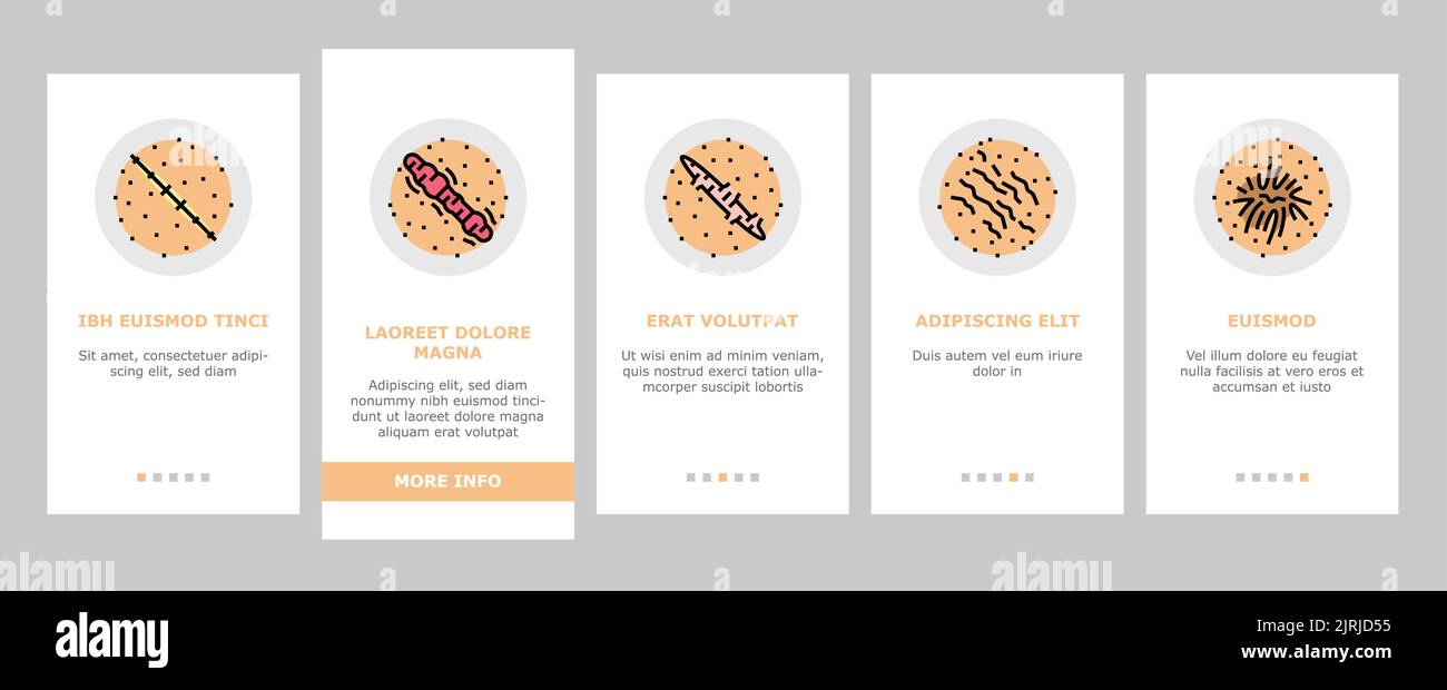 Symbole zur Narbenbildung nach einem Trauma oder einer Operation beim Onboarding setzen den Vektor Stock Vektor