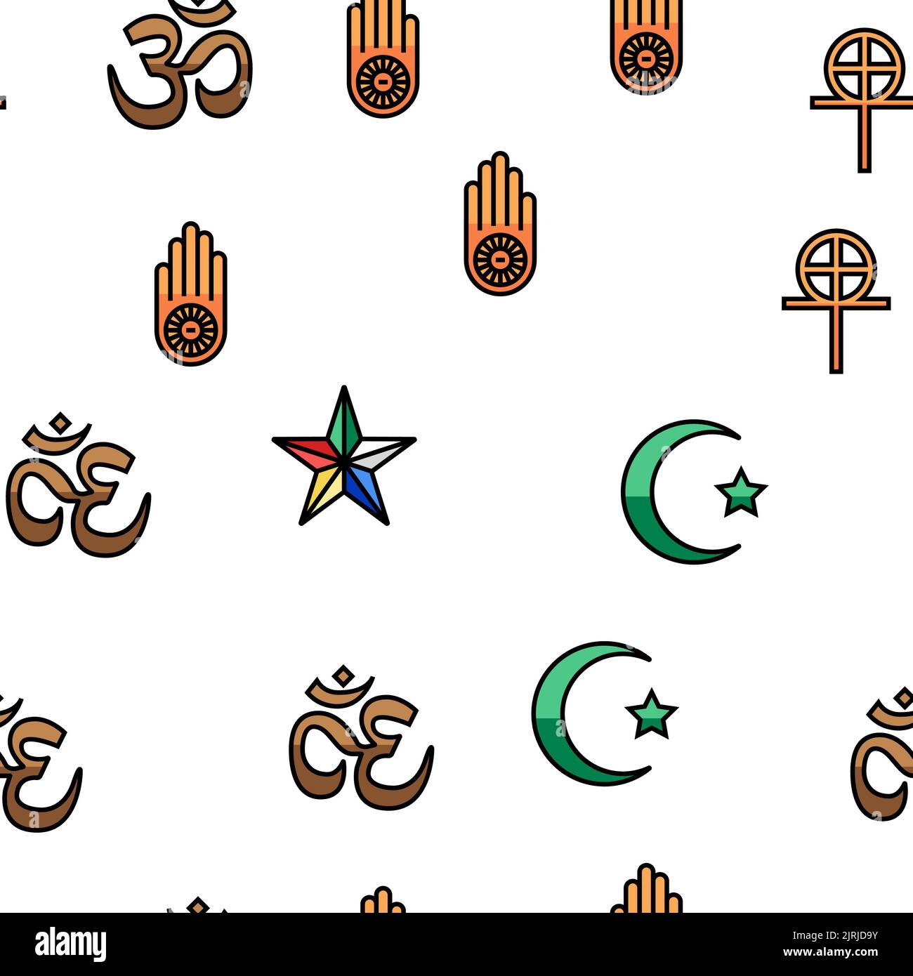 Religion, Gebetskult und Atheismus Vektor nahtlose Muster Stock Vektor