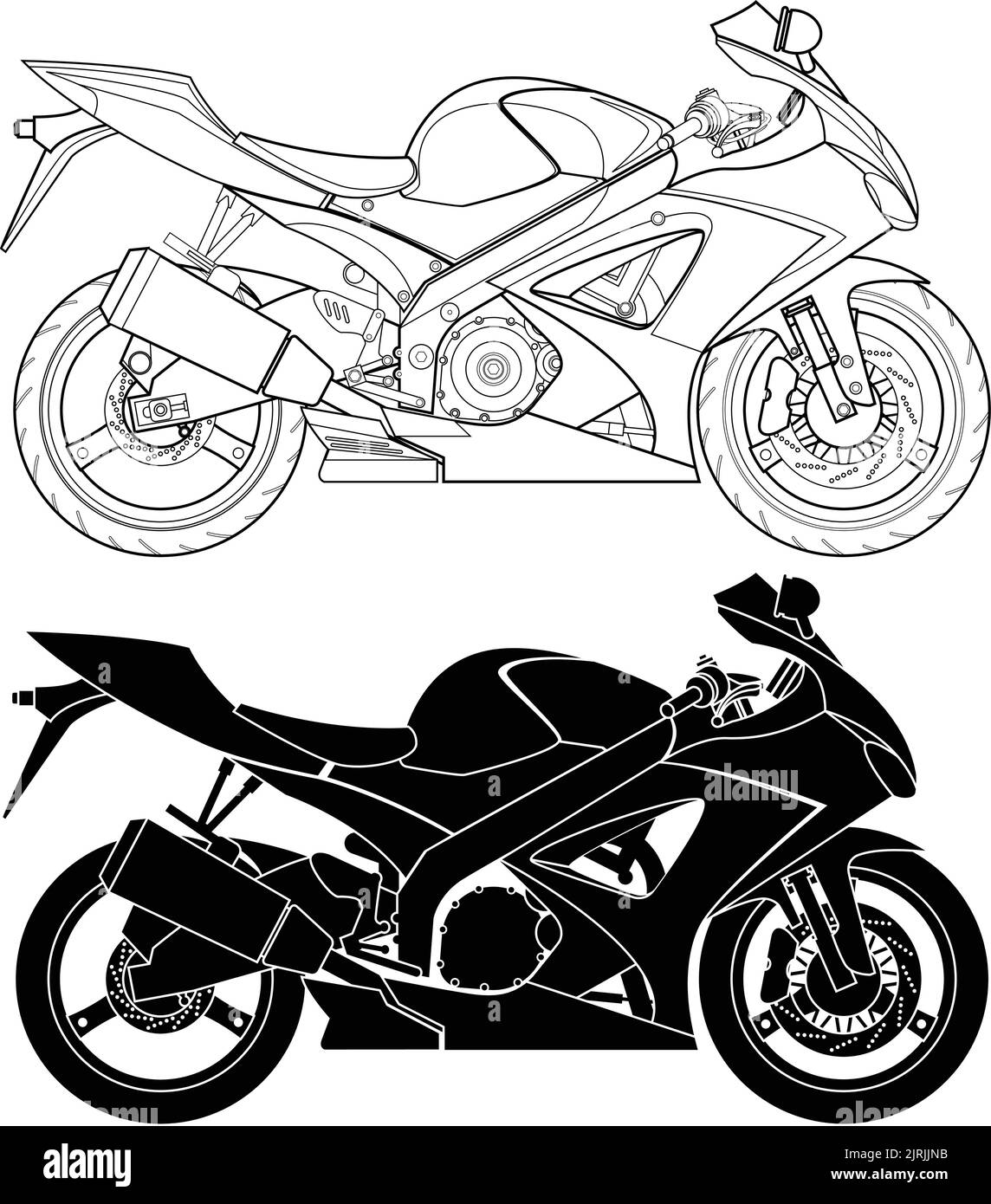 Geschichtete Vektordarstellung des Motorrads. Stock Vektor