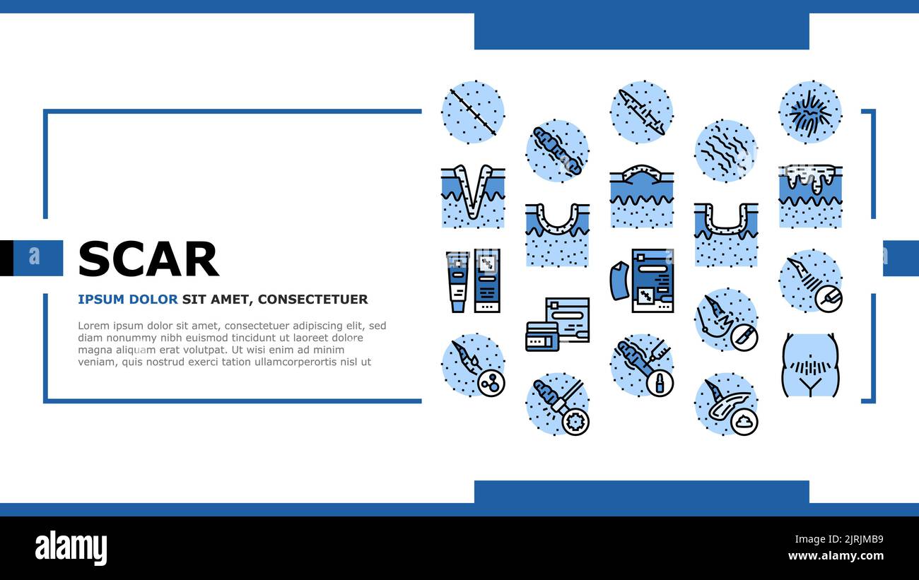 Kopfzeilenvektor für Narbe nach Trauma oder Operation Stock Vektor