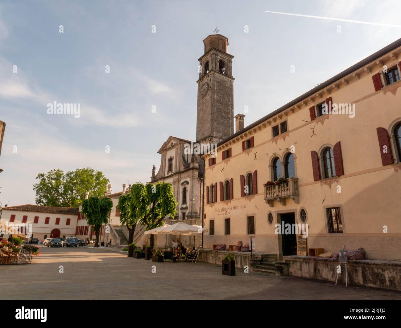 Cison di Valmarino, eines der eindrucksvollsten Dörfer Veneto. Stockfoto