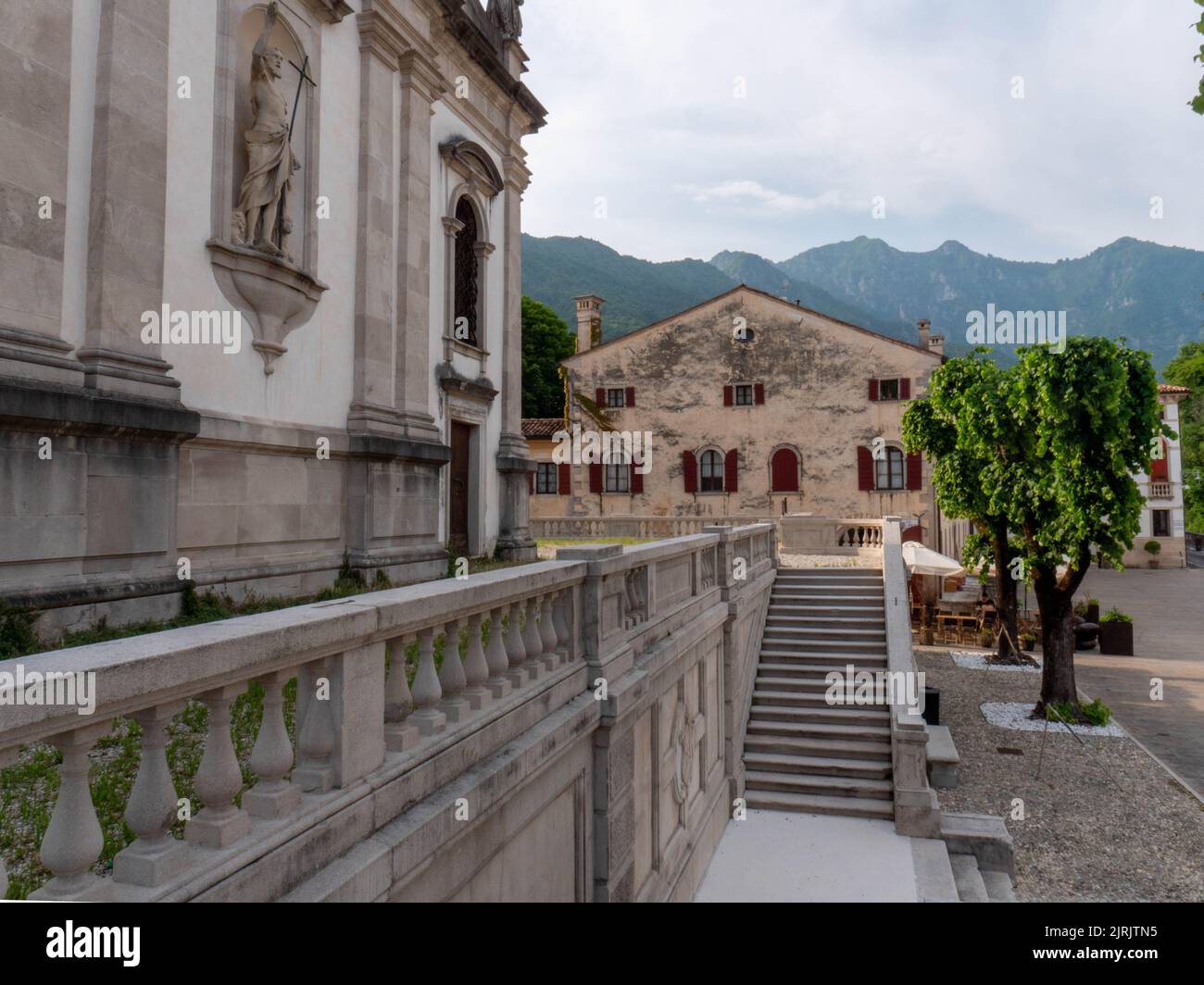 Cison di Valmarino, eines der eindrucksvollsten Dörfer Veneto. Stockfoto
