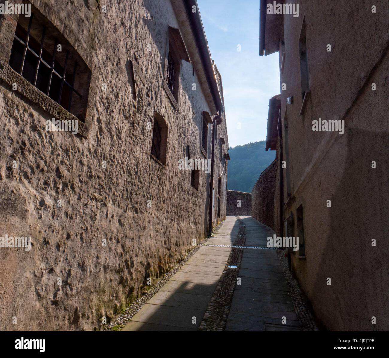 Cison di Valmarino, eines der eindrucksvollsten Dörfer Veneto. Stockfoto