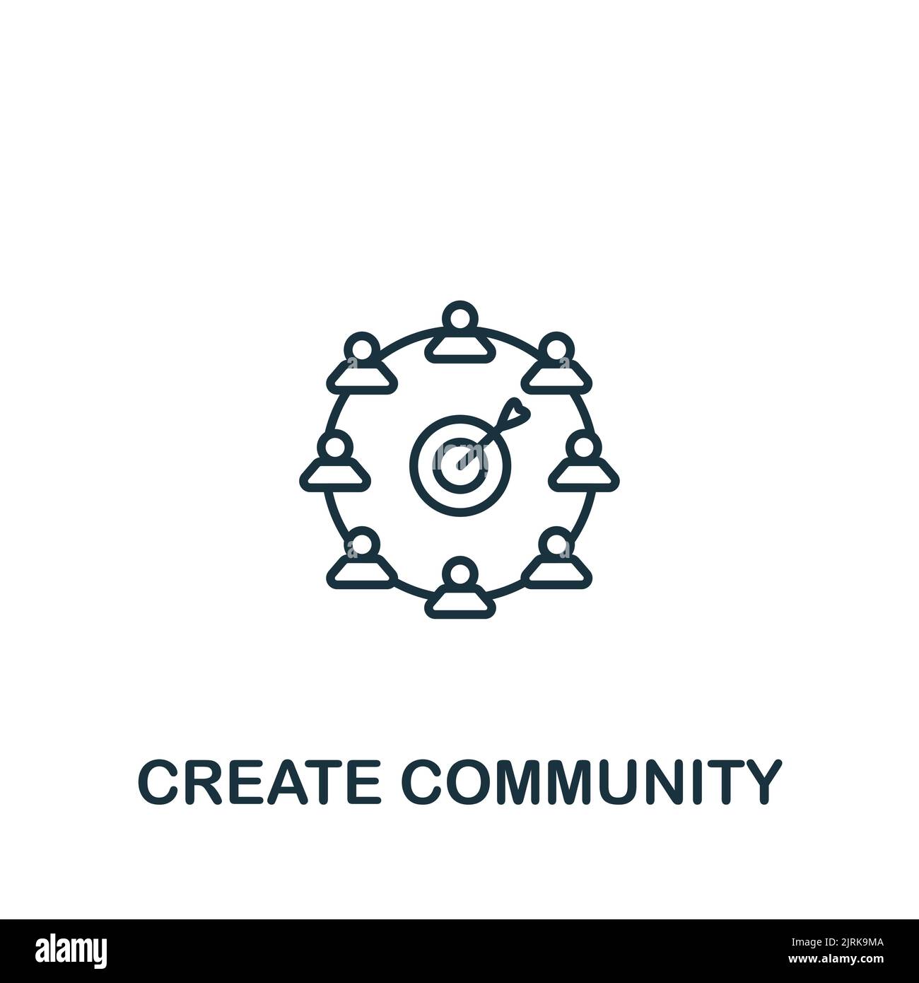 Community-Symbol erstellen. Einfaches Liniensymbol für Vorlagen, Webdesign und Infografiken Stock Vektor