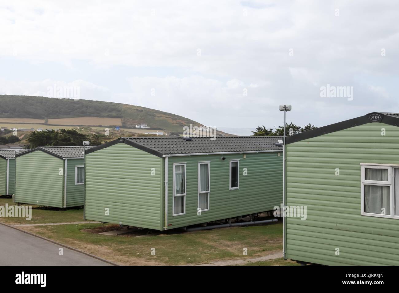 Parkdean Resorts, statische Wohnwagen im Ruda Holiday Park, Croyde, Braunton, Devon, England, Großbritannien, Sommer August 2022, Wohnwagenurlaub in Großbritannien Stockfoto