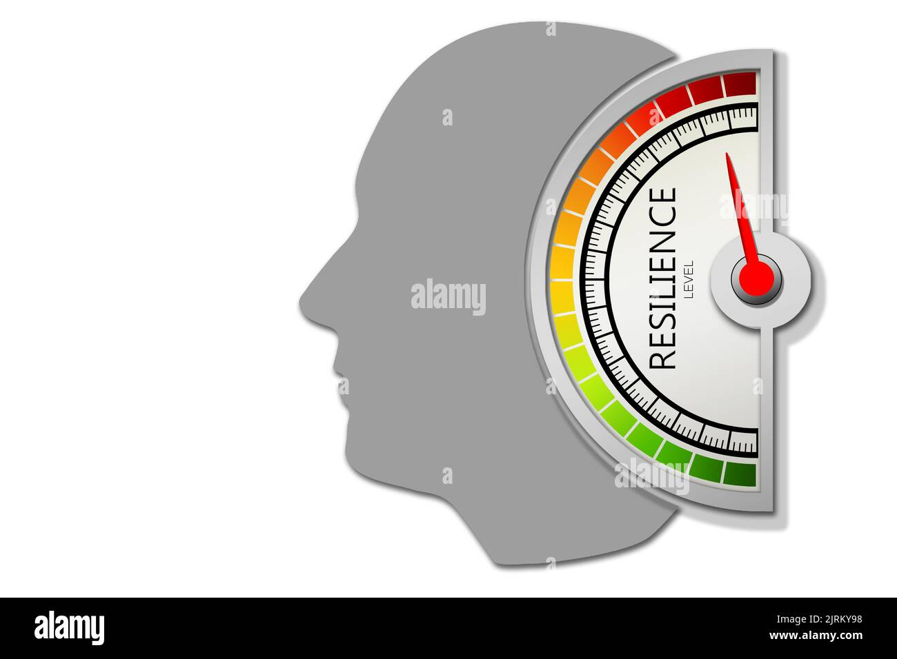 Belastungsmessgerät mit Pfeil und Skala, 3D Rendering Stockfoto