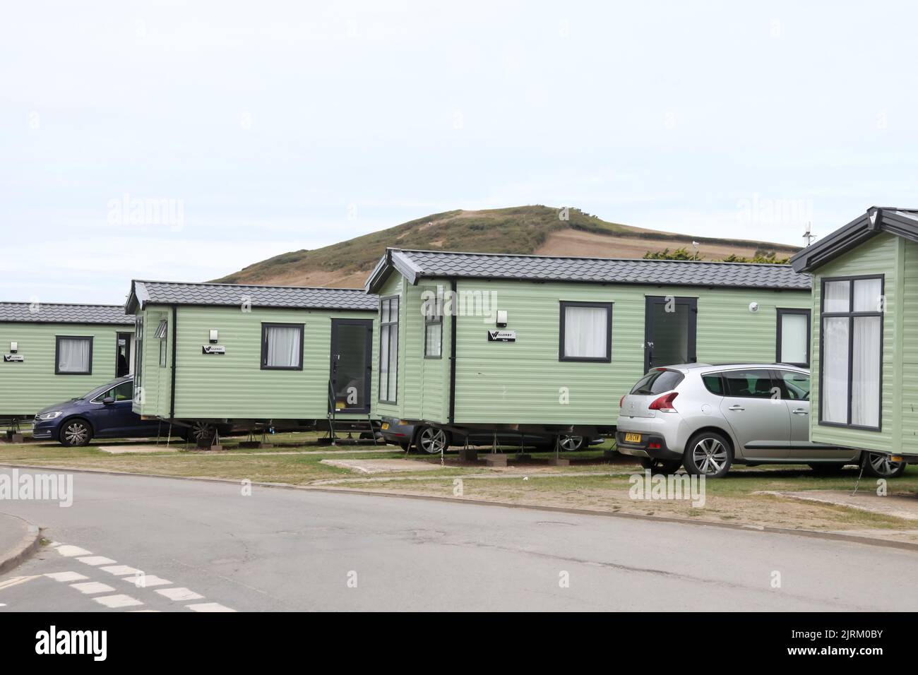 Parkdean Resorts, statische Wohnwagen im Ruda Holiday Park, Croyde, Braunton, North Devon, England, Großbritannien, Sommer August 2022, Wohnwagenurlaub in Großbritannien Stockfoto