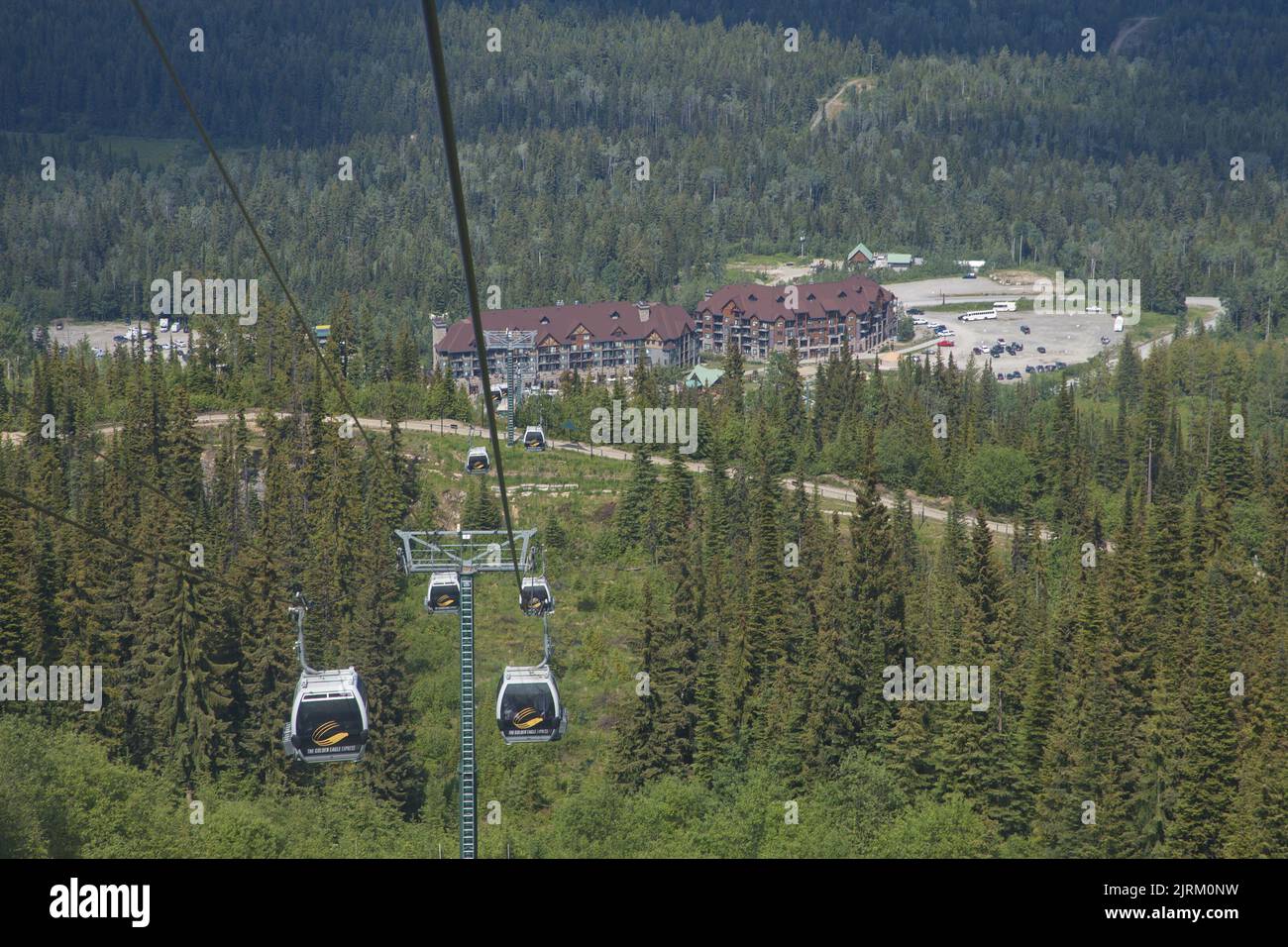 Blick auf Golden Eagle Express im Kicking Horse Mountain Resort in British Columbia, Kanada, Nordamerika Stockfoto