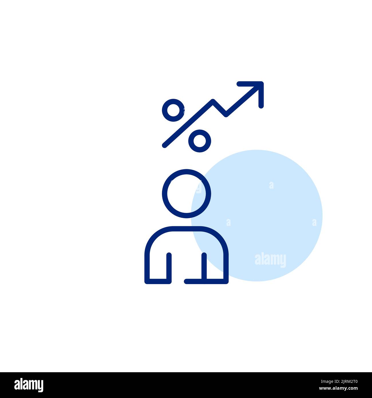 Person mit erfolgreicher Wachstumsstrategie. Pixel-perfektes, bearbeitbares Strichliniensymbol Stock Vektor