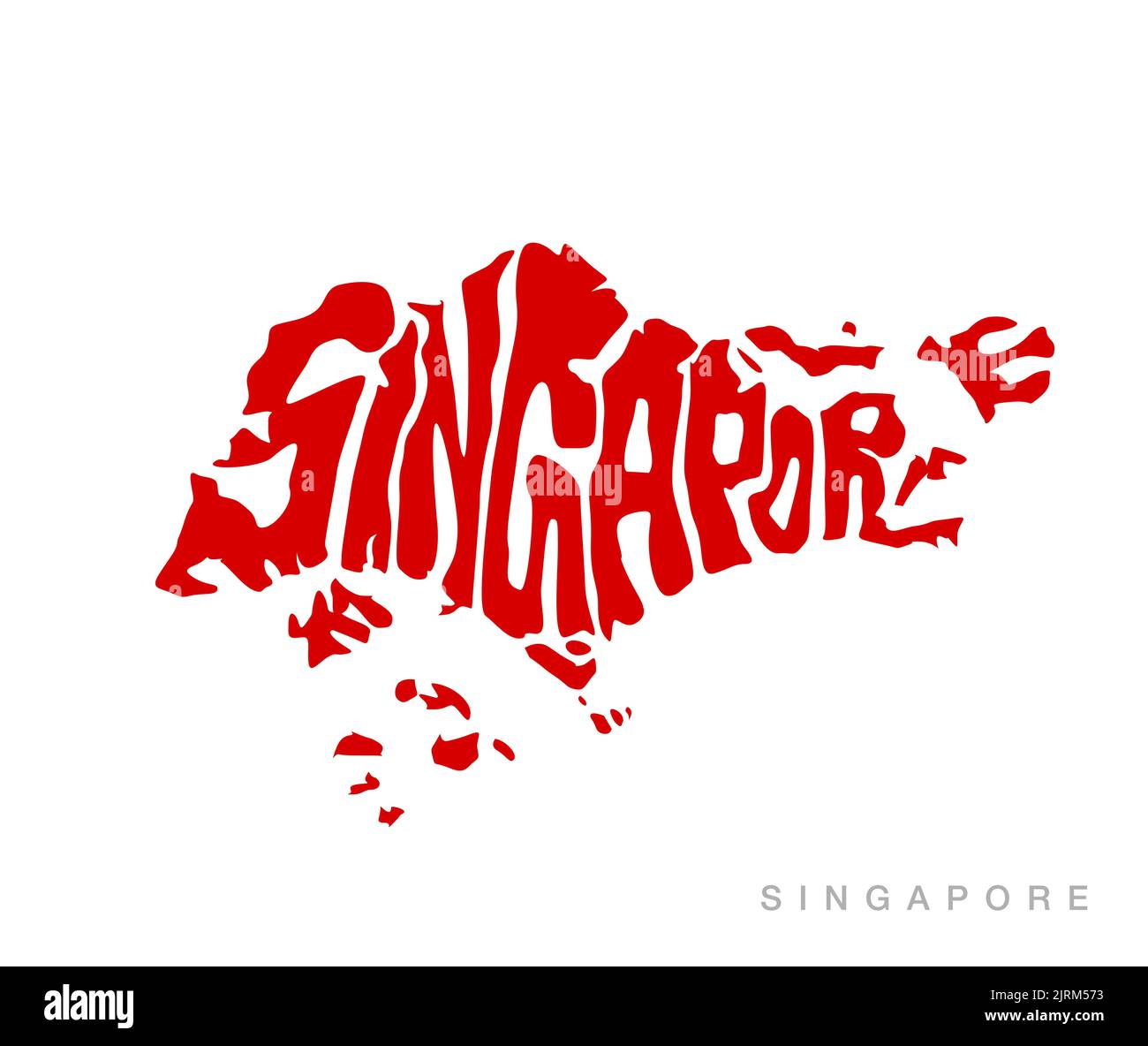 Eine Kartografie für Singapur mit Singapur in Kartenform Stockfoto