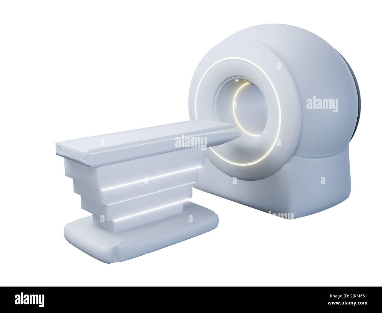 MRT-SCANNER - Kernspintomographie-Scan-Gerät im Krankenhaus 3D Rendering isoliert onwhite Hintergrund . Medizinische Geräte und Gesundheitswesen.Clippin Stockfoto