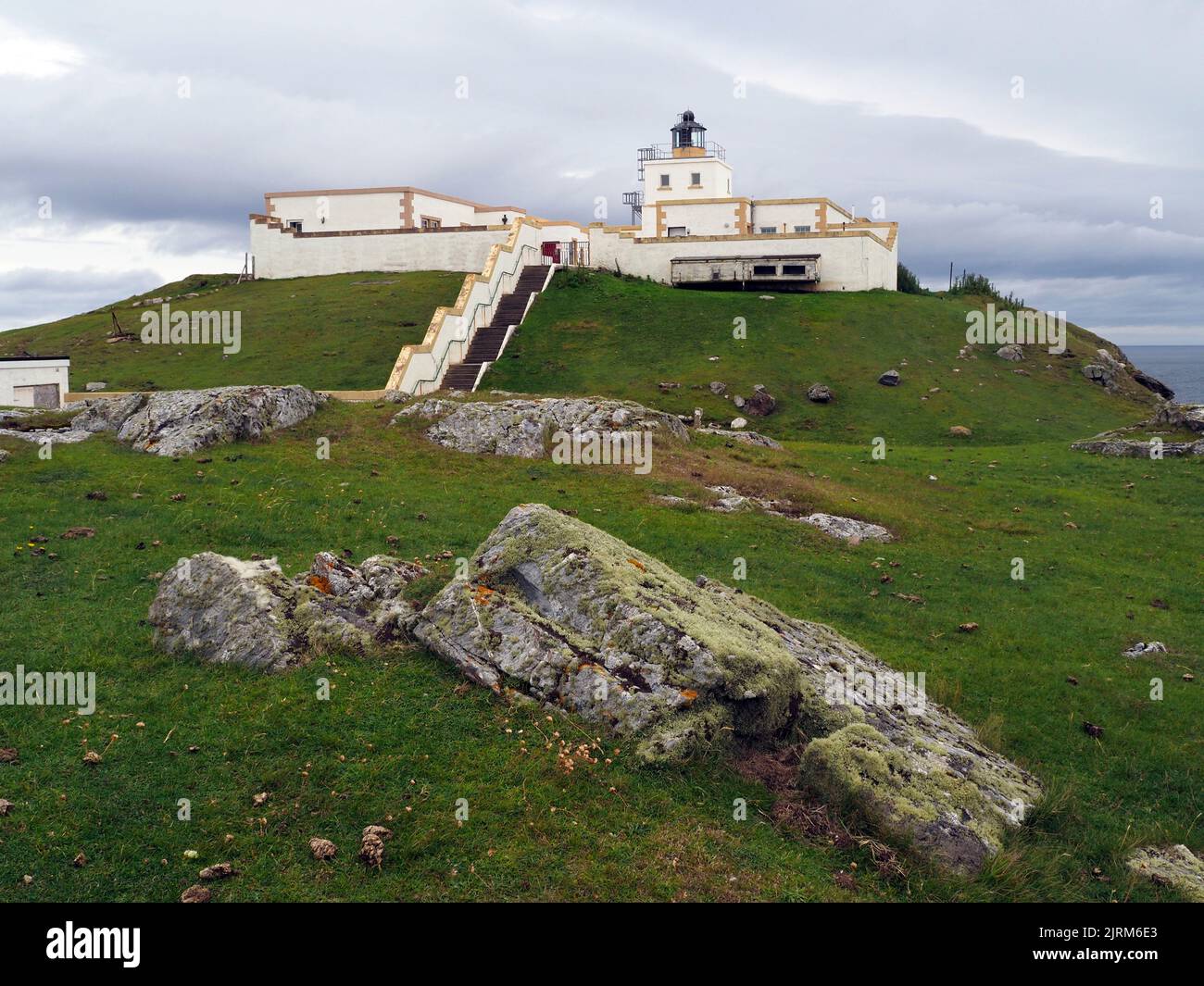 Strathy Point Lighthouse, Schottland Stockfoto