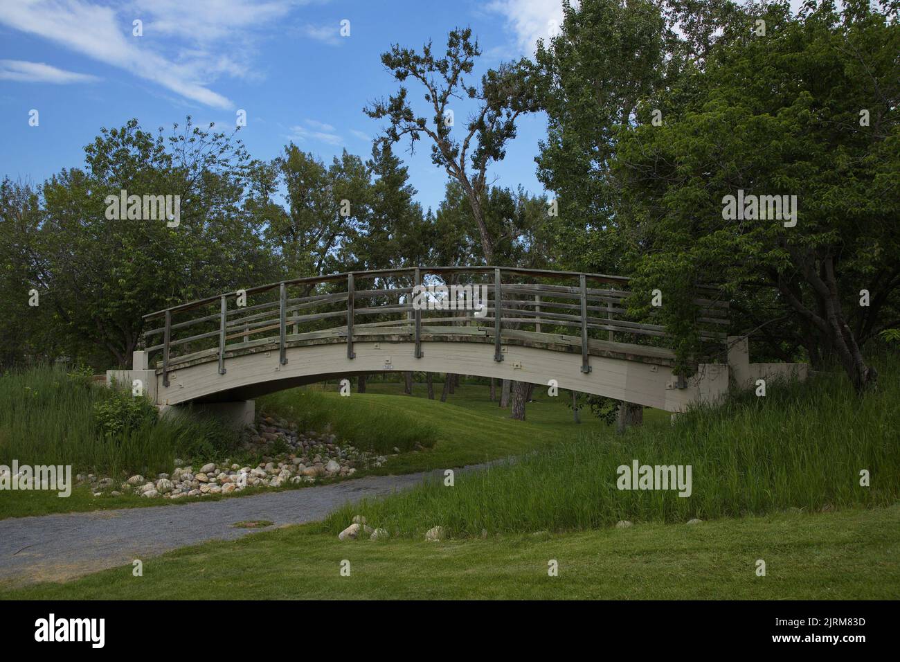 Princes Island Park Fußgängerbrücke 5107 in Calgary, Provinz Alberta, Kanada, Nordamerika Stockfoto