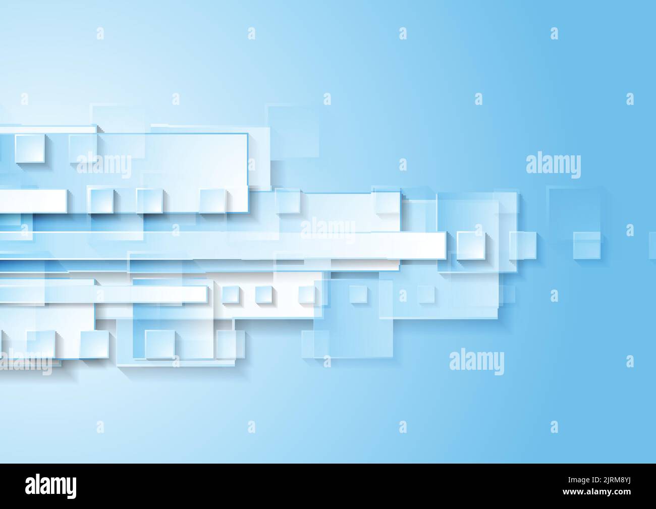 Blauer und weißer geometrischer technischer abstrakter Hintergrund. Vektordesign Stock Vektor