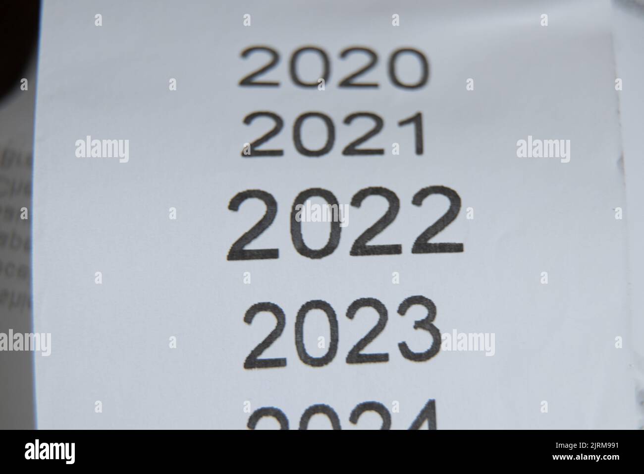 Jahre in der Checkliste 2020,2021,2022,2023 als Liste der auf Schecks