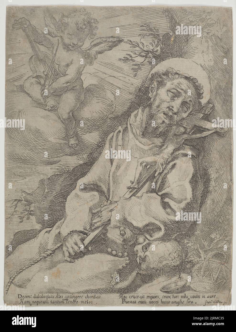 Der hl. Franziskus wird von einem musikalischen Engel, um 1595, von Francesco Vanni getröstet. Geschenk von Sir John Ilott, 1971. Stockfoto