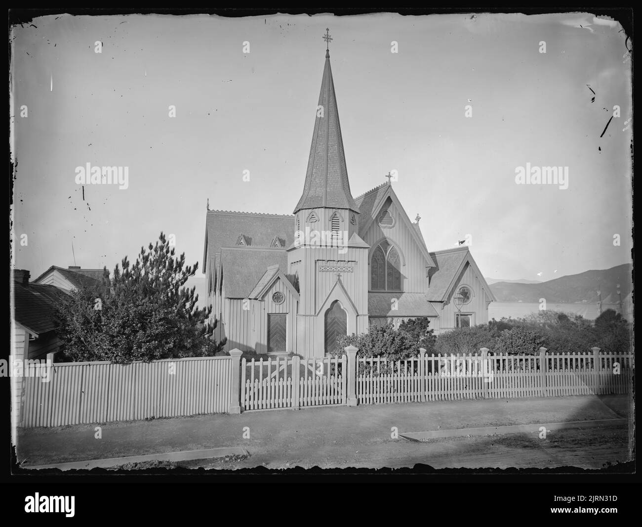 St Paul's Cathedral, Mulgrave Street, um 1870, Wellington, von James Bragge. Stockfoto