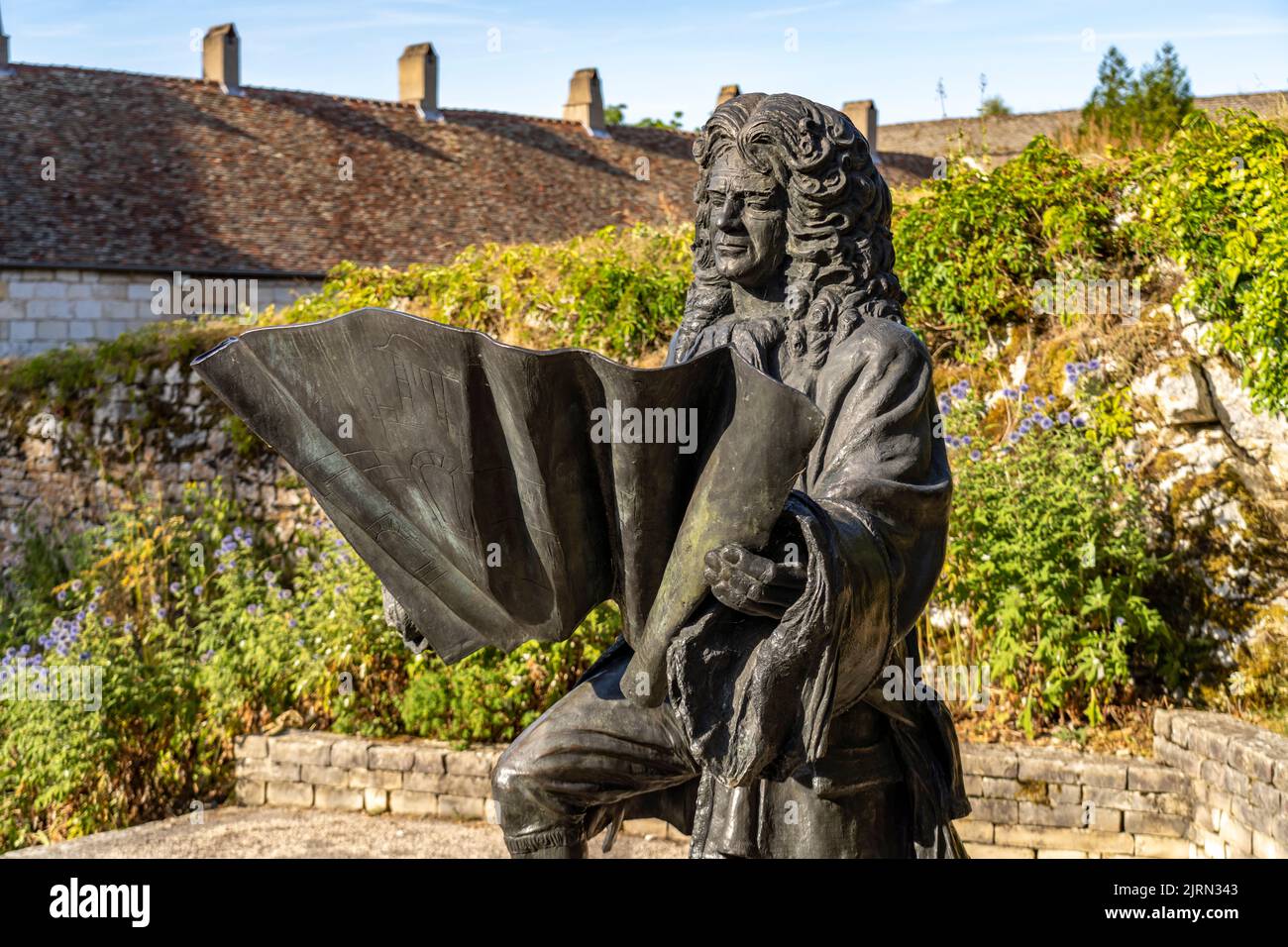 Statue von Vauban im UNESCO Welterbe Zitadelle von Besancon, Bourgogne-Franche-Comté, Frankreich, Europa | Statue von Vauban im Welterbe C Stockfoto