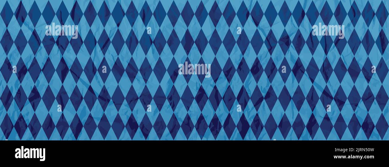 Oktoberfest Blue Diamond Muster zerkleinert Papier horizontalen Hintergrund Vektor Illustration. Strukturierter Hintergrund. Online Web App visuelles Konzept. Benutzeroberfläche, Social Media Post, Grußkarte, Digitale Kunst Stock Vektor