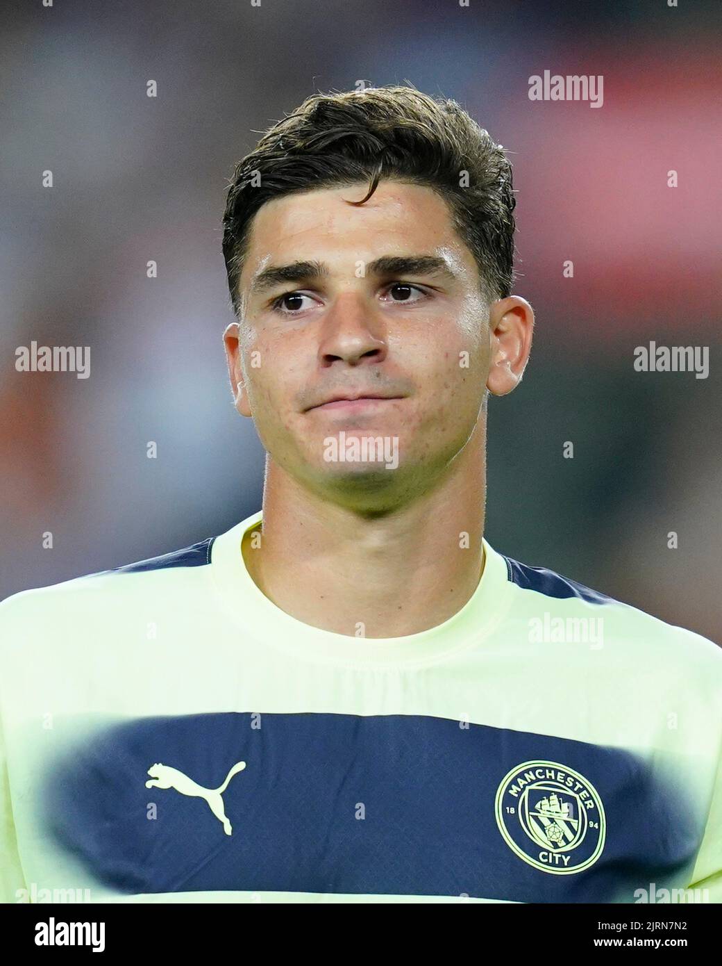 Julian Alvarez von Manchester City während des Freundschaftsspiel zugunsten des als zwischen dem FC Barcelona und Manchester City spielte am 24. August 2022 im Spotify Camp Nou Stadium in Barcelona, Spanien. (Foto von Sergio Ruiz / PRESSIN) Stockfoto