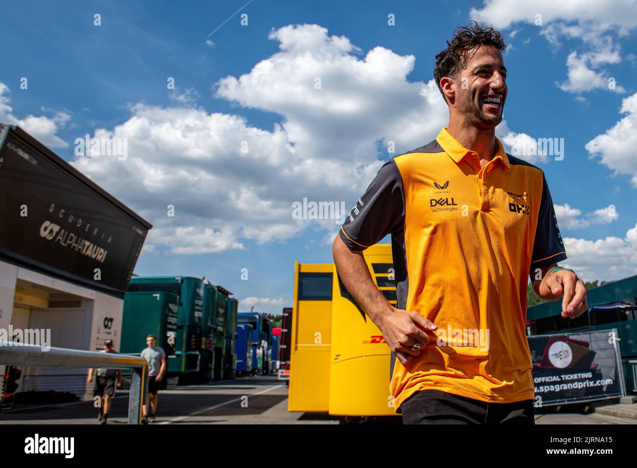 Stavelot, Belgien, 25.. August 2022, Daniel Ricciardo, aus Australien tritt für McLaren F1 an. Der Aufbau, Runde 14 der Formel-1-Meisterschaft 2022. Kredit: Michael Potts/Alamy Live Nachrichten Stockfoto