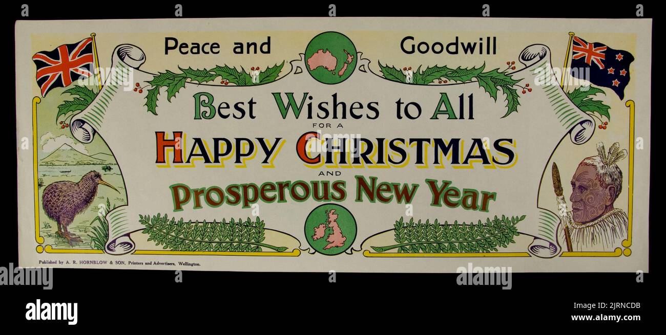 Poster, 'Peace and Goodwill', 1920s, Wellington, von Andrew Hornblow. Stockfoto