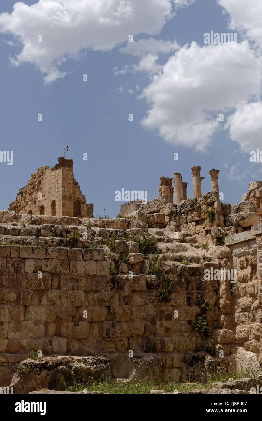 Mauern von Jerash Stadtruinen, Jordanien Stockfoto