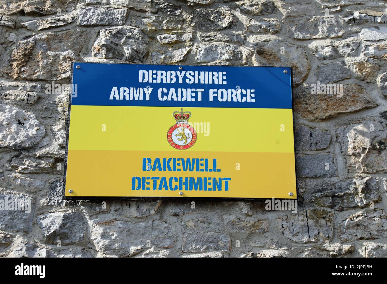 Schild am Gebäude der Bakewell Army Cadet Force Stockfoto