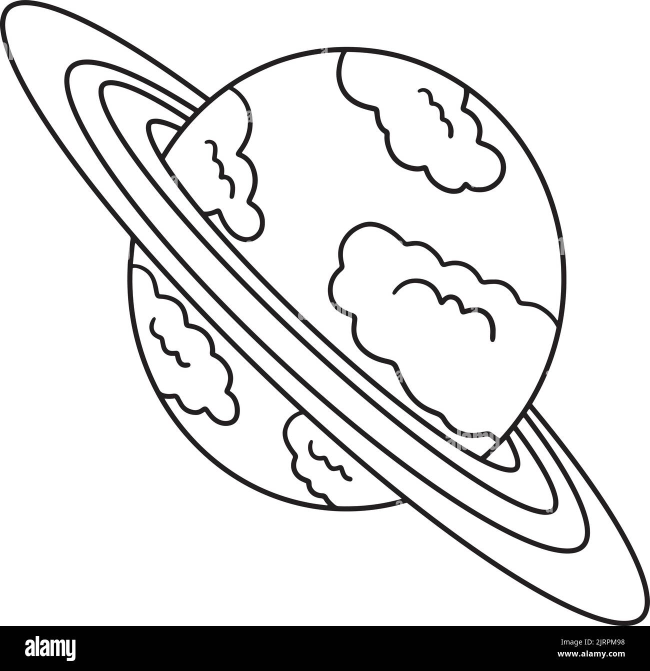 Planet Saturn Isolated Coloring Page für Kinder Stock Vektor