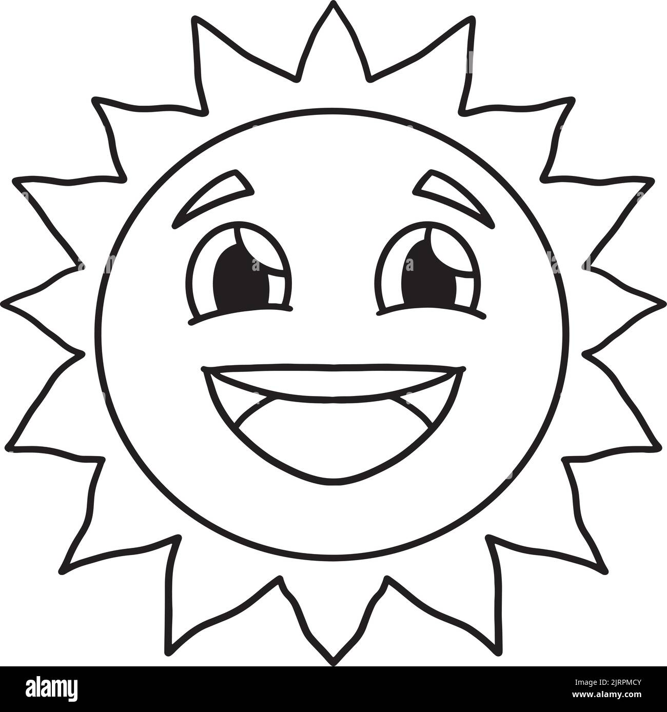 Happy Sun isolierte Malseite für Kinder Stock Vektor