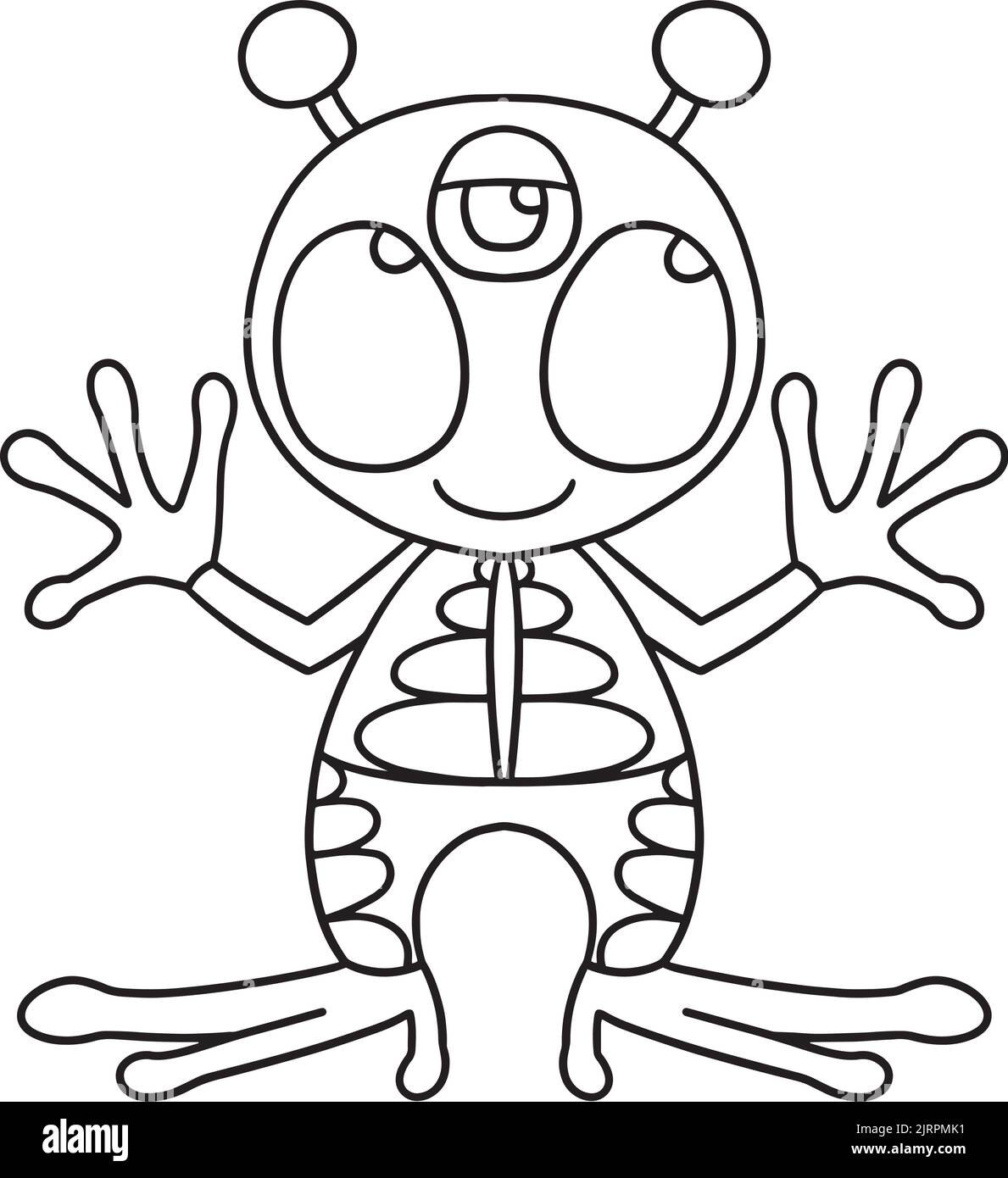 UFO Alien Space Isolated Coloring Page für Kinder Stock Vektor