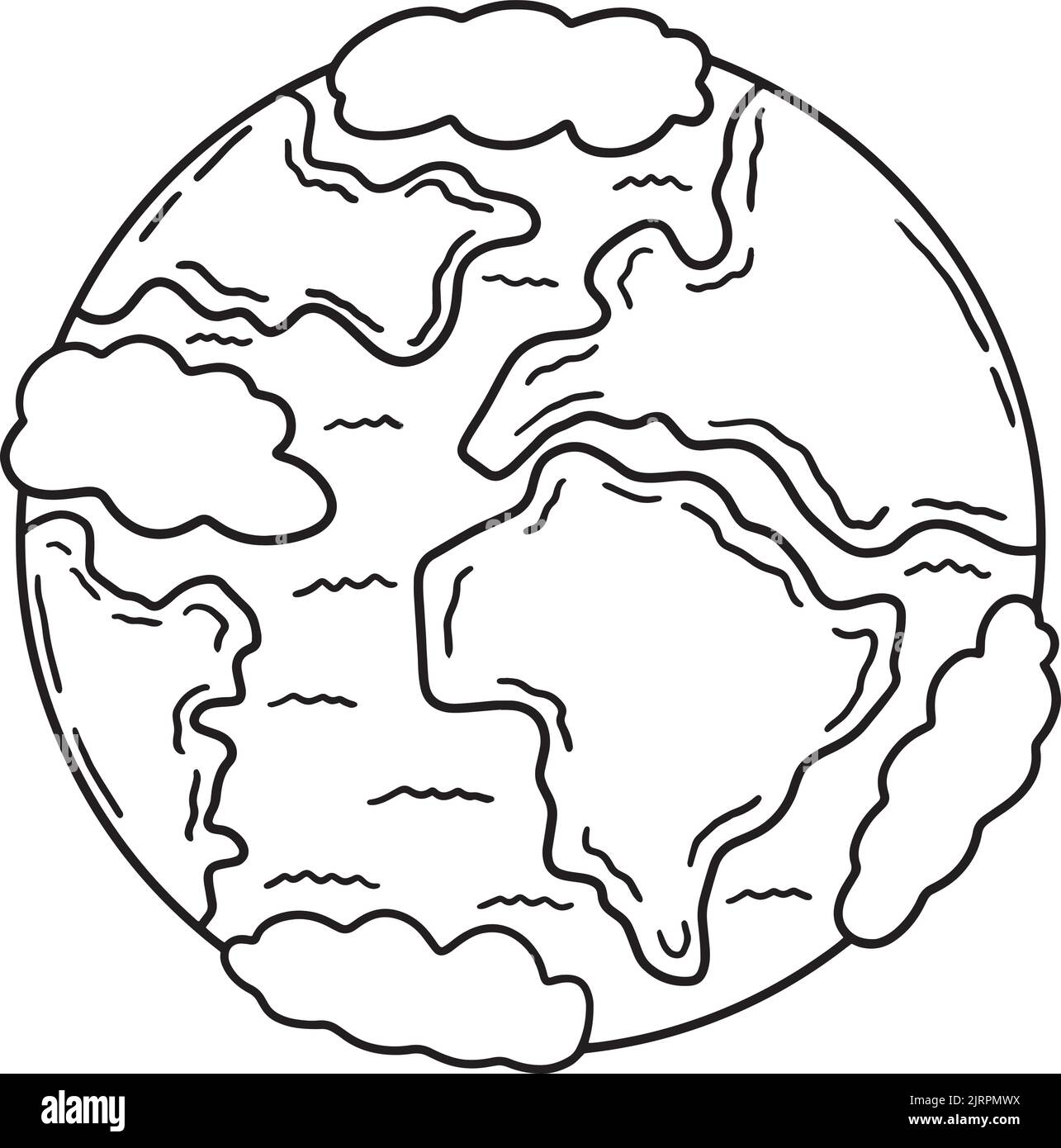 Planet Earth Isolated Coloring Page für Kinder Stock Vektor