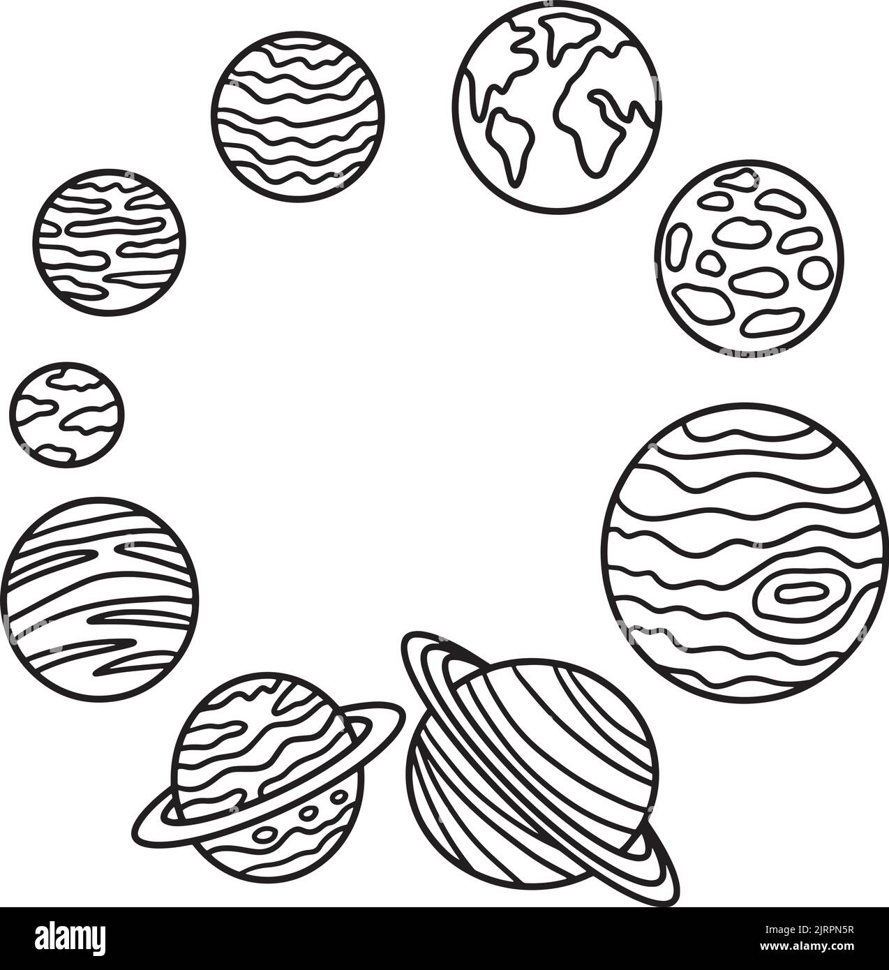 Solar System Isolated Coloring Page für Kinder Stock Vektor