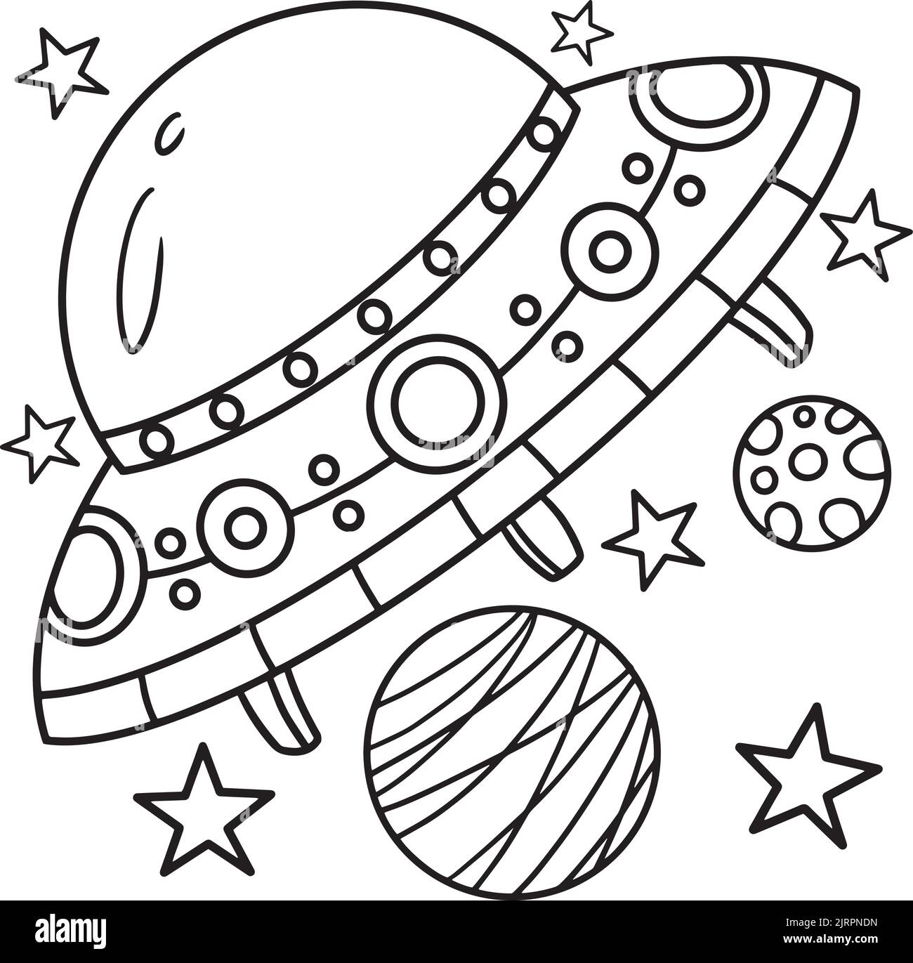 UFO Raumschiff Malseite für Kinder Stock Vektor