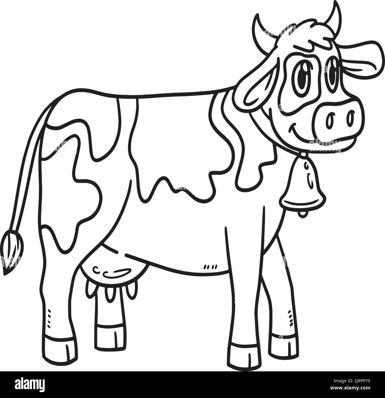 Cow Animal Isolated Coloring Page für Kinder Stock Vektor