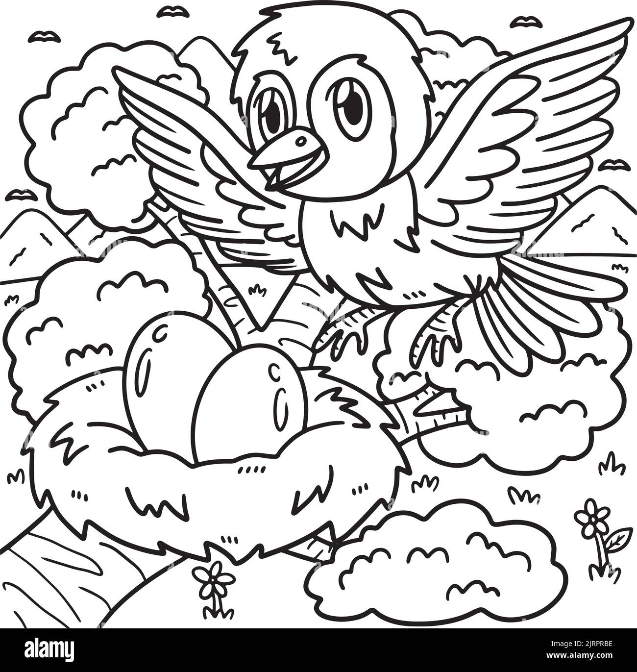 Vogel Tier Malseite für Kinder Stock Vektor