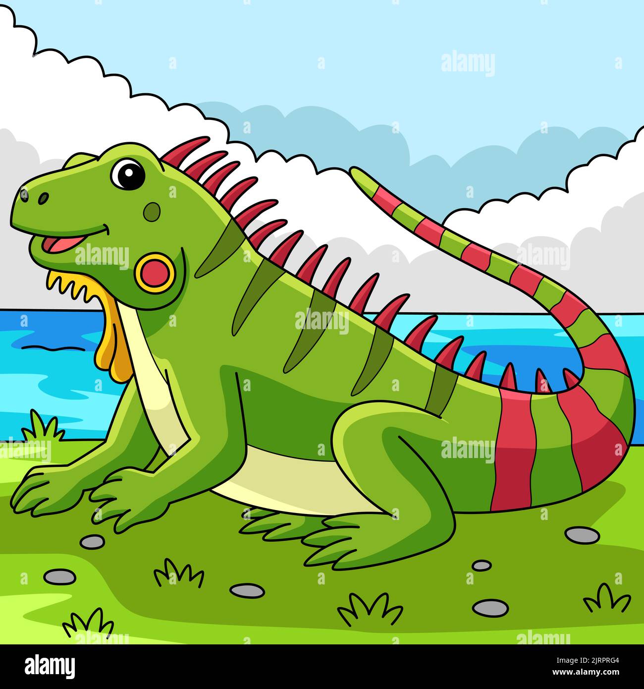 Iguana Tier Farbige Cartoon Illustration Stock Vektor