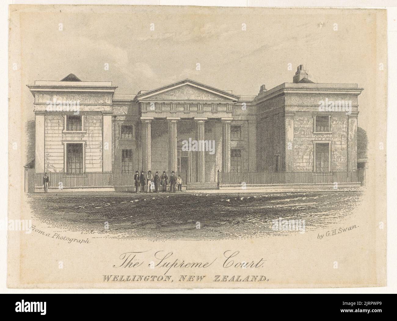 The Supreme Court, Wellington, Neuseeland, 1870s, von George Henry Swan. Akquisitionsverlauf unbekannt. Stockfoto
