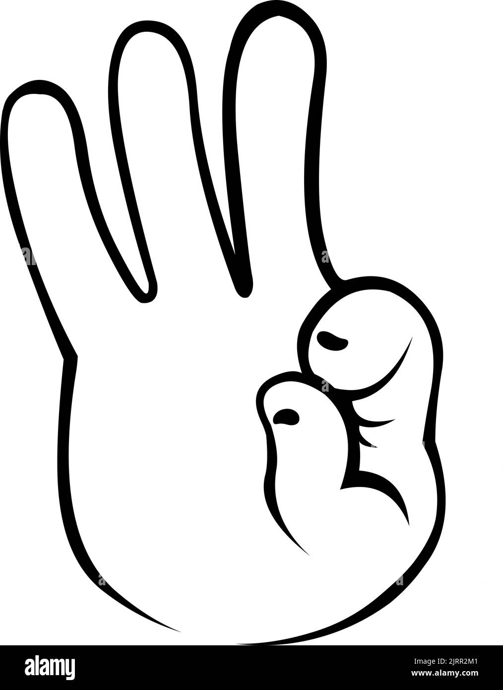 Vektordarstellung einer Hand, die eine gute oder perfekte Geste macht, in Schwarz und Weiß gezeichnet Stock Vektor