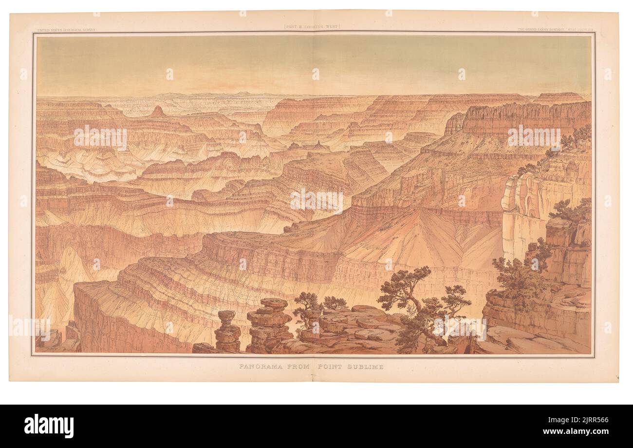 Panorama Von Point Sublime [Teil 3 Blick Nach Westen] Platte 17. Aus dem Buch: Atlas zur Monographie über die Tertiärgeschichte des Grand Cañon Distrikts, 1882, von William Holmes, Julius Bien. Stockfoto